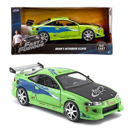 Fast and Furious 1 Diecast Vehicle 1 24 Scale Mitsubishi Eclipse Green Kids Toy 