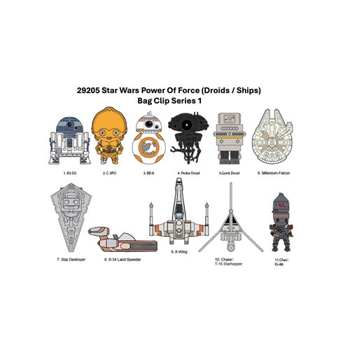 Star Wars Power of Force (Droids and Ships) 3D Foam Bag Clip Display Case of 24