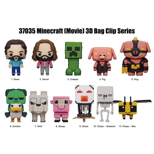 A Minecraft Movie 3D Foam Bag Clip Random 6-Pack