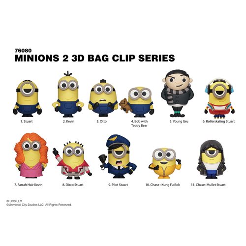 Minions: The Rise of Gru 3D Foam Bag Clip Random 6-Pack