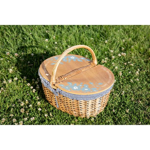 Cinderella Navy Blue and White Stripe Country Picnic Basket