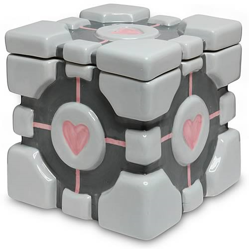 Portal Weighted Companion Cube Cookie Jar