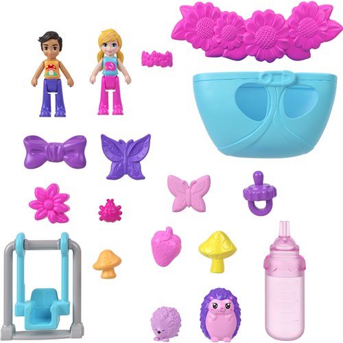 Polly Pocket Hedgehog Mom and Baby Wearable Compact Playset