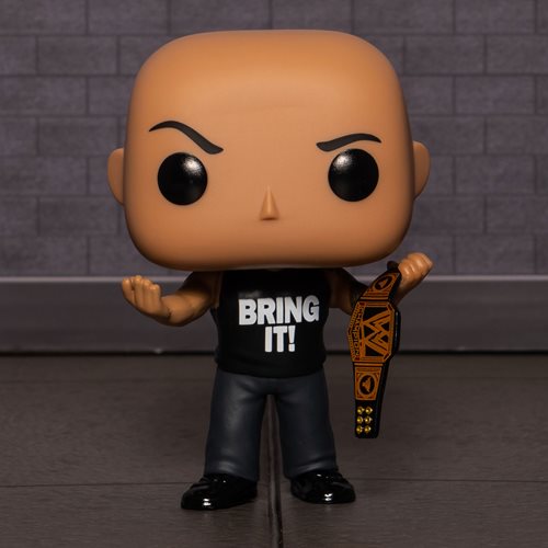 WWE The Rock with Championship Belt Pop! Vinyl Figure - Entertainment Earth Exclusive