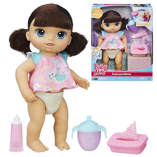 Doll Interactive Speaks English & S... Brunette Baby Alive Twinkles N’ Tinkles 