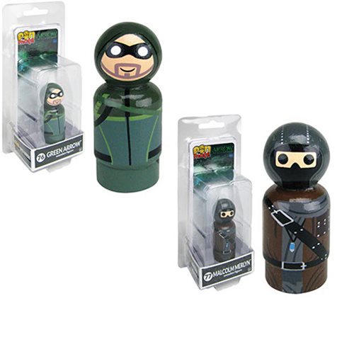 Arrow TV Series Green Arrow and Merlyn Pin Mates Wooden Collectibles Set
