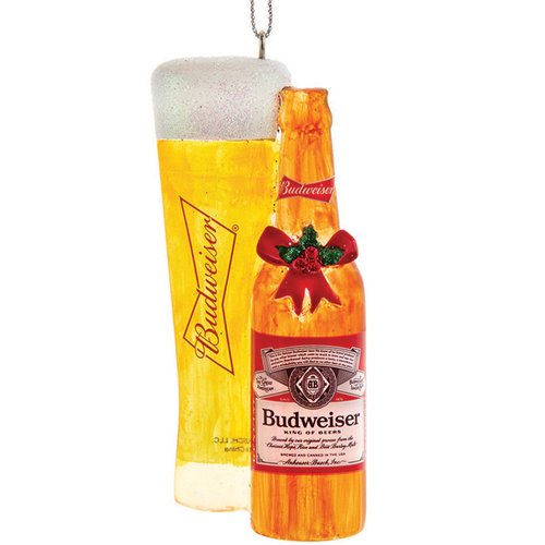 Budweiser Beer Bottle and Glass Cup 4-Inch Ornament
