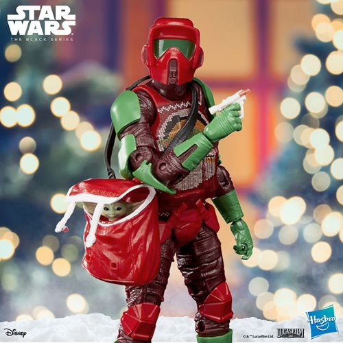 Star Wars The Black Series Scout Trooper (Holiday Edition) and Grogu 6-Inch Action Figures - Exclusive