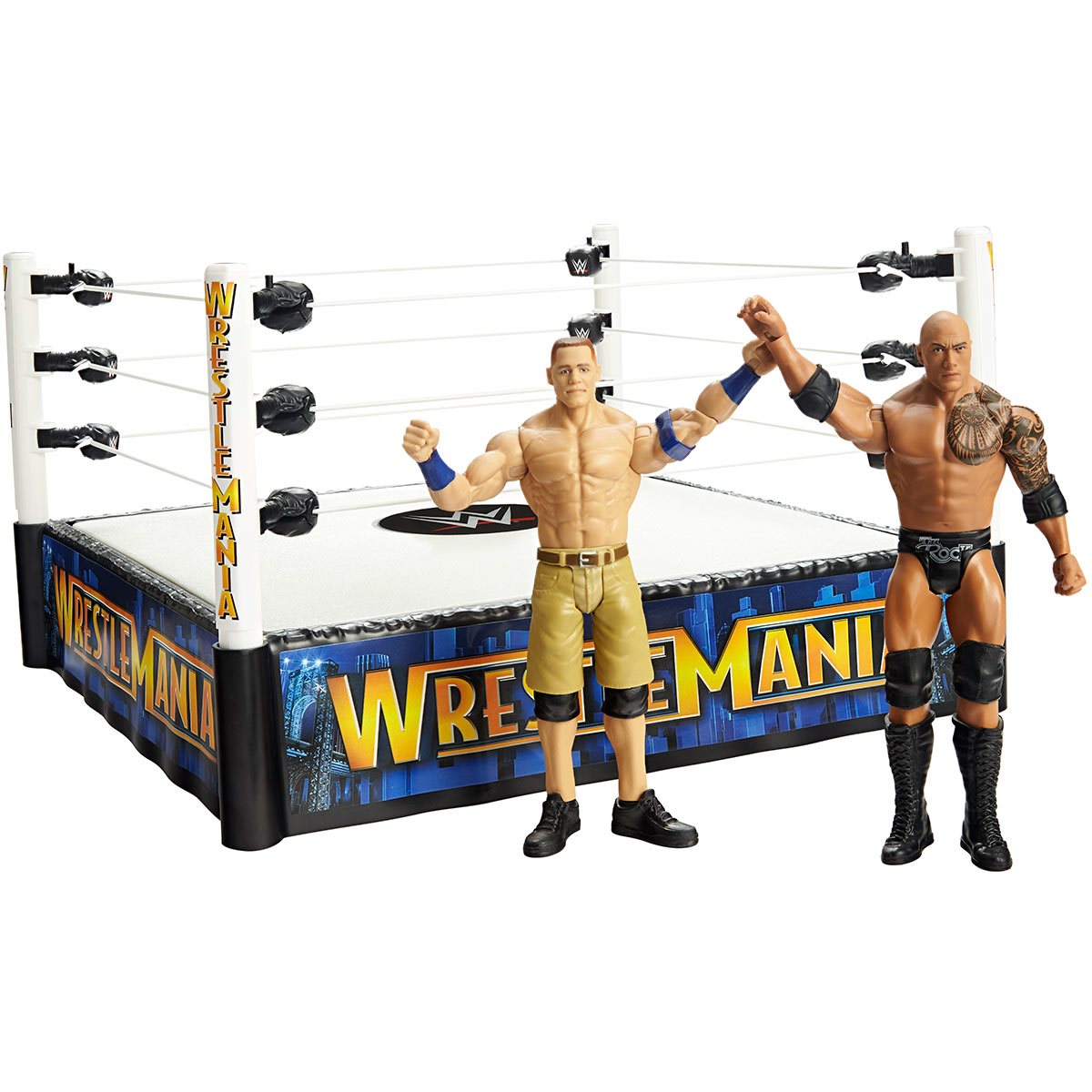 WWE WrestleMania The Rock Vs John Cena Superstar Ring Action Figure 2 ...