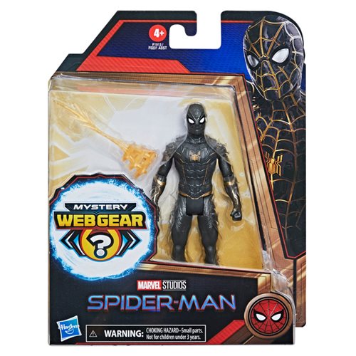 Spider-Man: No Way Home 6-Inch Mystery Web Gear Upgraded Black and Gold Suit Spider-Man Action Figur