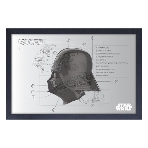 Star Wars Darth Vader Helmet Schematic Framed Art Print