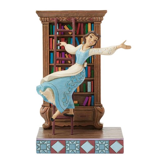 Disney Traditions Beauty and the Beast Belle with Bookshelf Statue