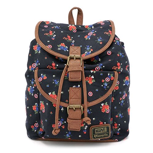 Captain America Floral Print Fashion Backpack