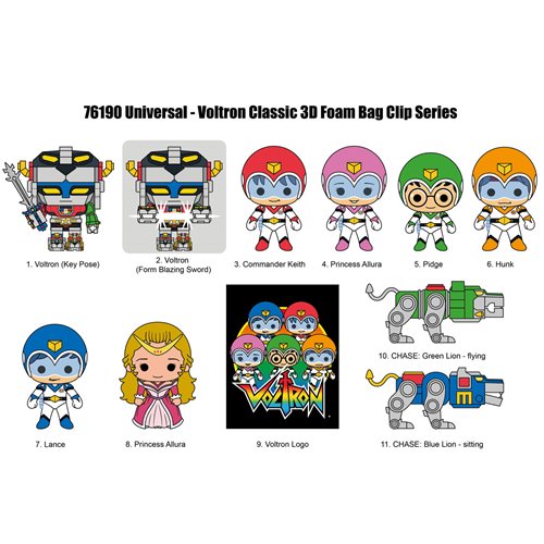 Voltron 40th Anniversary 3D Foam Bag Clip Random 6-Pack