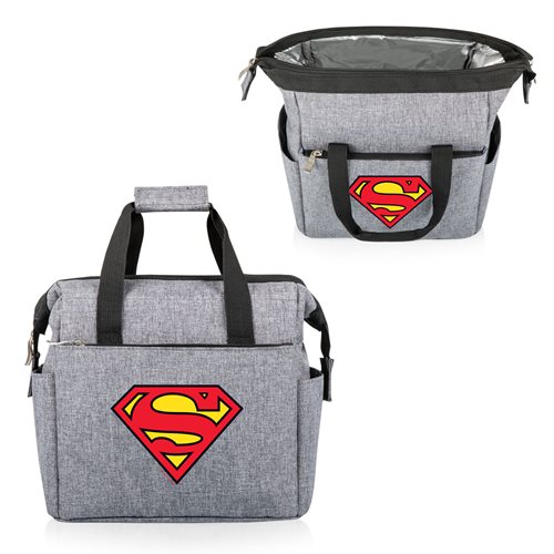 DC Comics Batman V Superman Insulated Lunch Bag With Water Bottle – Black Canvas, 5" X 8"