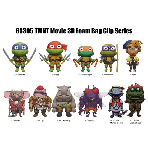 Teenage Mutant Ninja Turtles: Mutant Mayhem 3D Foam Bag Clip Random 6-Pack