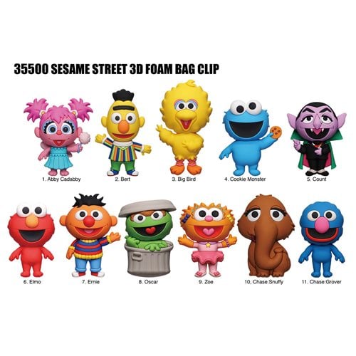 Sesame Street 3D Foam Bag Clip Random 6-Pack