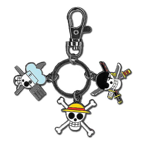 One Piece Luffy Sanji and Zoro Jolly Roger Metal Key Chain