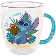 Lilo & Stitch Life's a Beach 14 oz. Glass Mug with Glitter Handle