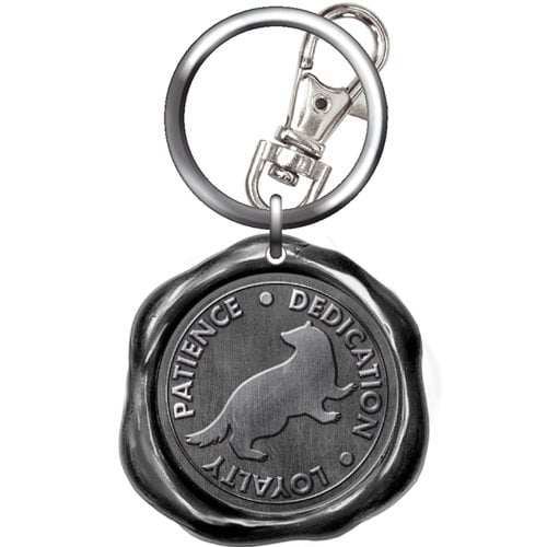 Harry Potter Hufflepuff Seal Stamp Pewter Key Chain