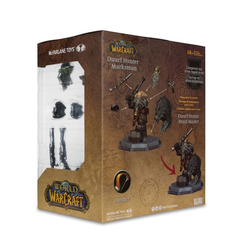 World of Warcraft Wave 2 Dwarf Hunter Beast Master and Marksman 1:12 Scale Posed Figure