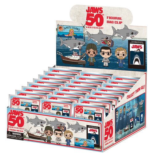 Jaws 50th Anniversary 3D Foam Bag Clip Display Case of 24