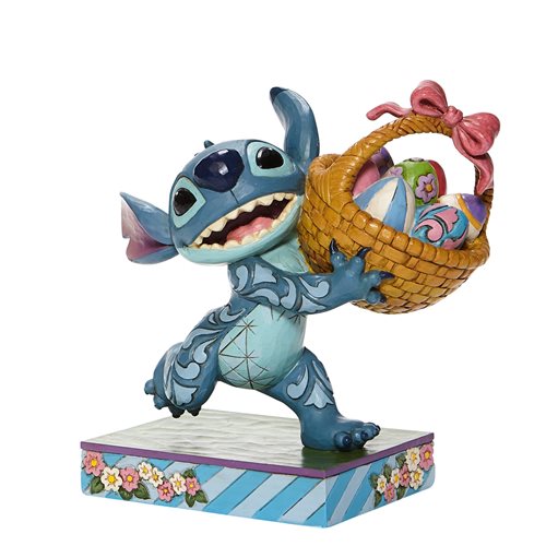 Disney Traditions Stitch Running with Easter Basket Bizarre Bunny by Jim Shore Statue