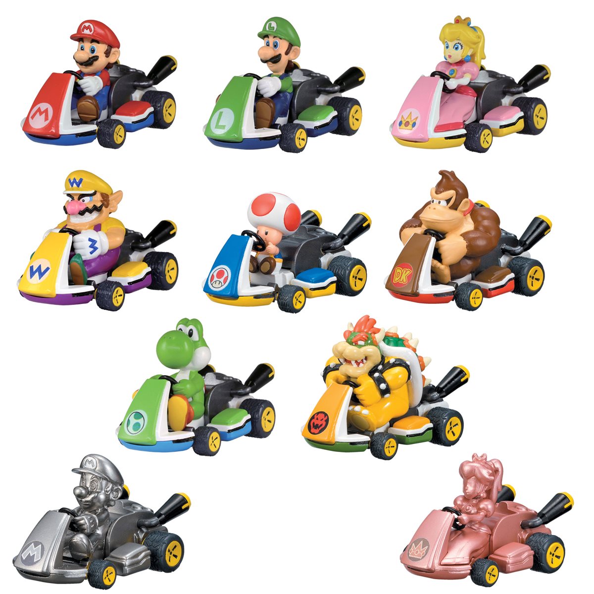 Super Mario Bros Cartoon Model Go-kart Pull-back Car Luigi Yoshi