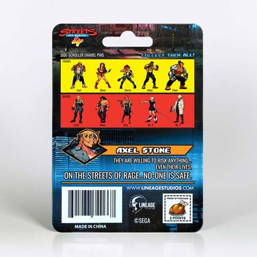 Streets Of Rage 4 Axel Stone Side-Scroller Pin Set