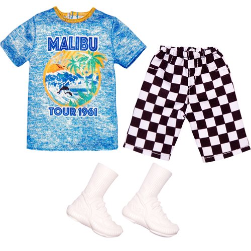 Barbie Fashions Ken Complete Look Malibu T-Shirt and Checkered Shorts