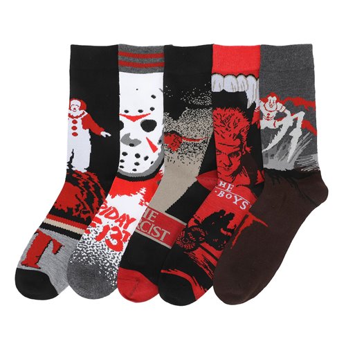 Warner Brothers Horror Icons Crew Sock 5-Pack