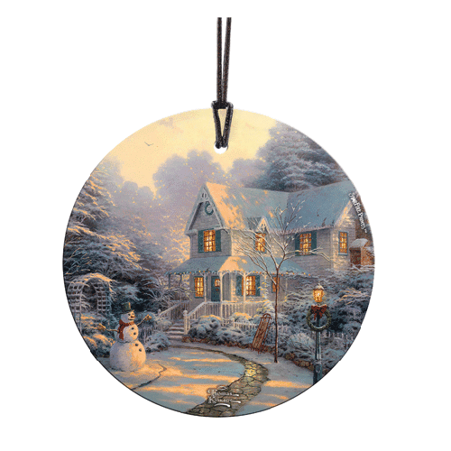 Thomas Kinkade Night Before Christmas StarFire Prints Hanging Glass Ornament