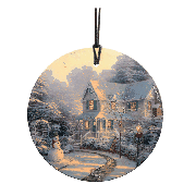 Thomas Kinkade Night Before Christmas Hanging Glass Ornament