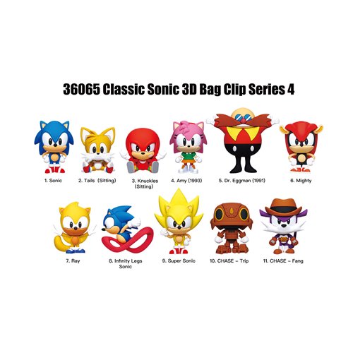 Sonic the Hedgehog Series 4 3D Foam Bag Clip Display Case of 24