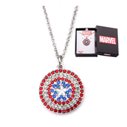 Captain America Shield Bling Gems Pendant Necklace