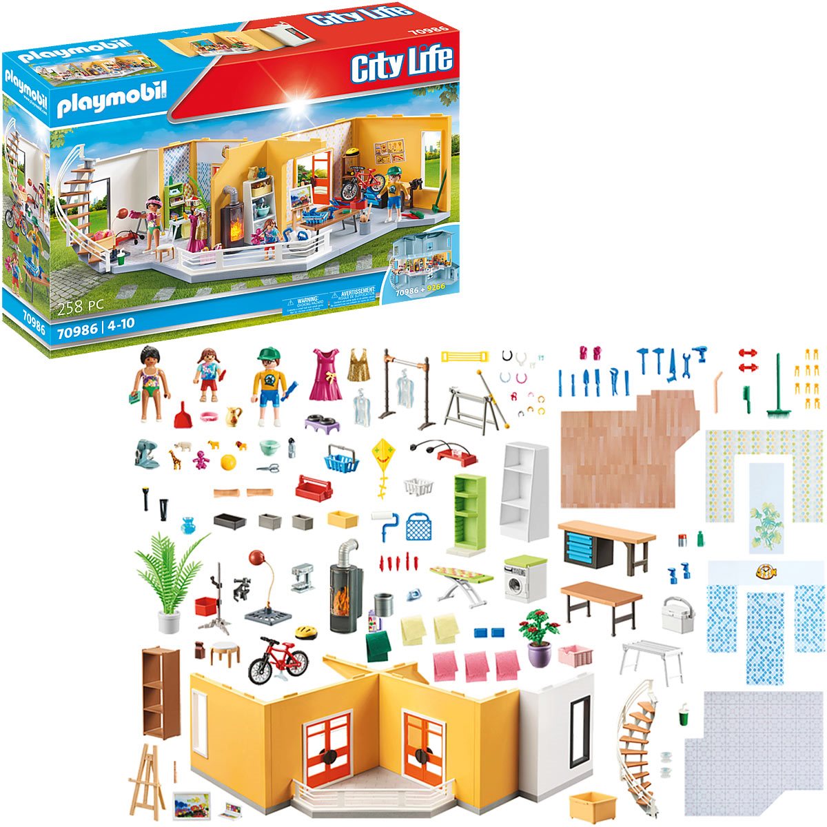 Playmobil City Life 70986 Modern House Floor Extension, With Light Effects,  Toy for Children Ages 4+
