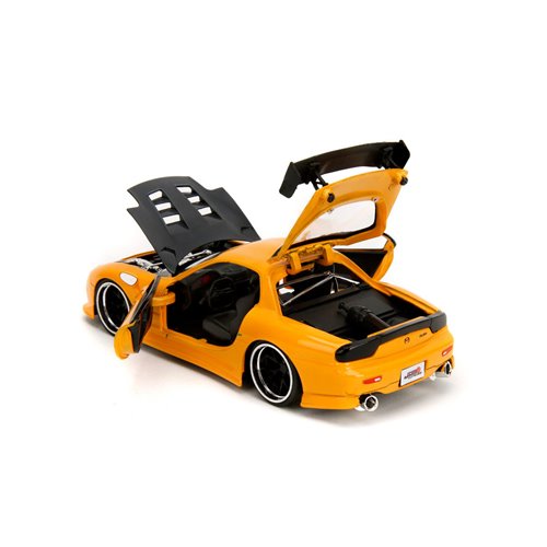 JDM Tuners 1993 Mazda RX-7 FD HKS Yellow Orange 1:24 Scale Die-Cast Metal Vehicle