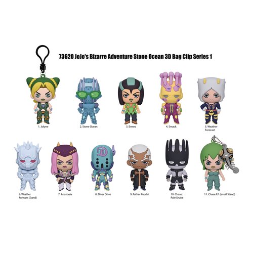 JoJos Bizarre Adventure: Stone Ocean 3D Foam Bag Clip Random 6-Pack