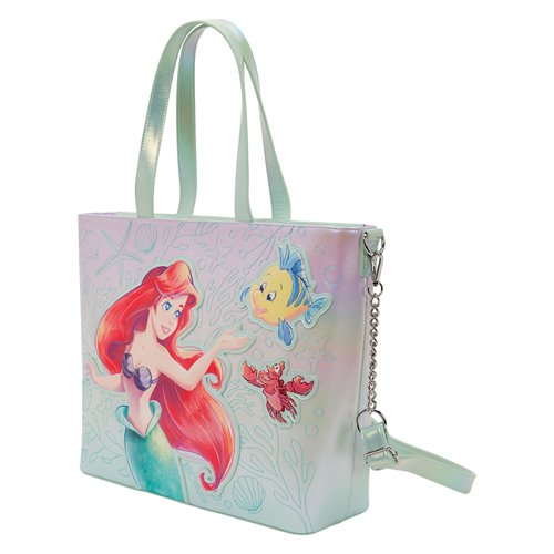 The Little Mermaid Ariel, Flounder, and Sebastian Tote Bag with Coin Bag