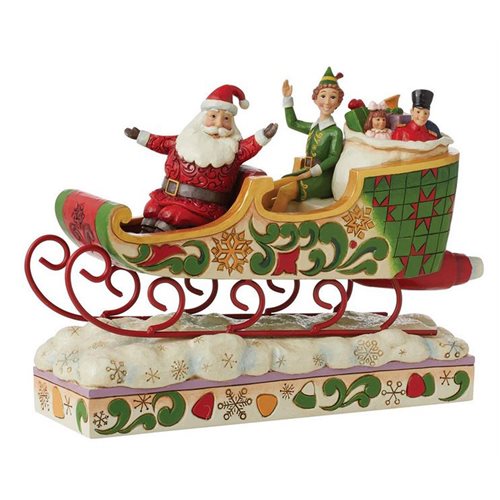 Elf Buddy with Santa in Sleigh by Jim Shore Statue