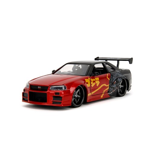 Hollywood Rides Godzilla 2002 Nissan Skyline GT-R R34 1:24 Scale Die-Cast Metal Vehicle