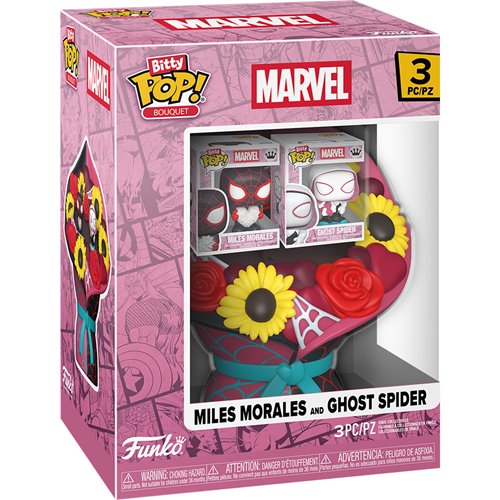 Spider-Man Valentines Miles Morales and Ghost Spider Funko Bitty Pop! Mini-Figure Bouquet