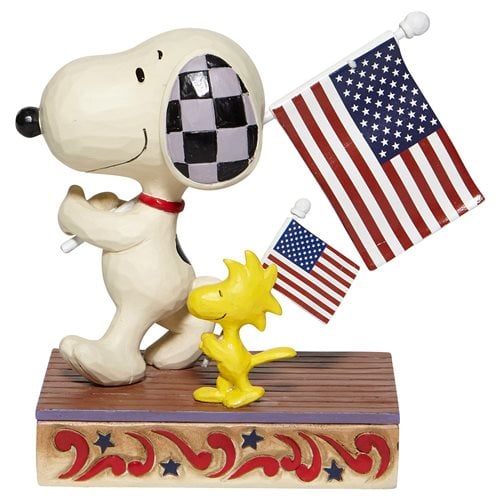 Peanuts Snoopy and Woodstock with Flags Glory March by Jim Shore Statue