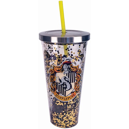 Harry Potter Hufflepuff Glitter 20 oz. Acrylic Cup with Straw