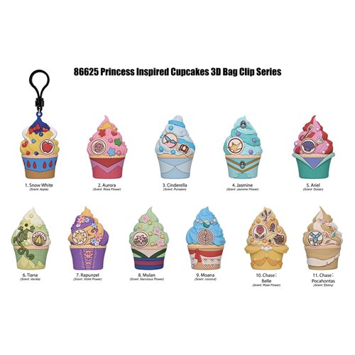 Disney Princesses Cupcakes Series 70 Scented 3D Foam Bag Clip Display Case of 24