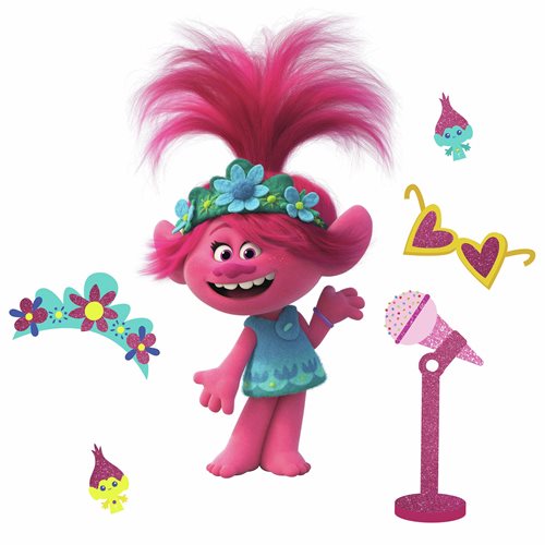 Trolls World Tour Poppy with Glitter Peel and Stick Giant Wall Decals