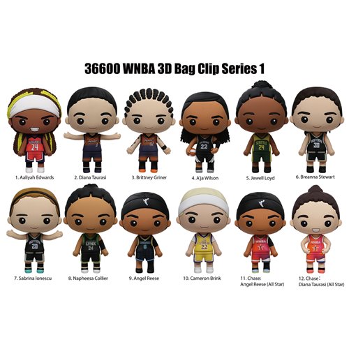 Womens National Basketball Association 3D Foam Bag Clip Display Case of 24