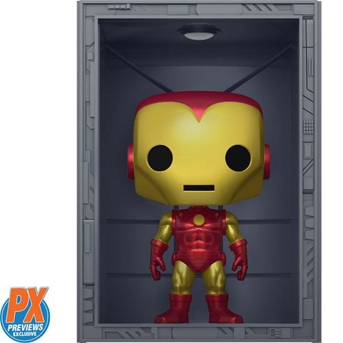 Marvel Iron Man Hall of Armor Iron Man Mark 1 and Mark 4 Deluxe Pop! Vinyl Figures - Previews Exclus