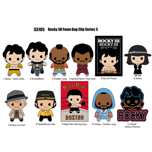 Rocky III Series 3 3D Foam Bag Clip Display Case of 24