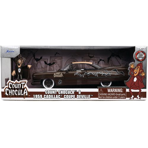 Hollywood Rides Count Chocula 1959 Cadillac Coupe DeVille 1:24 Scale Die-Cast Metal Vehicle with Fig